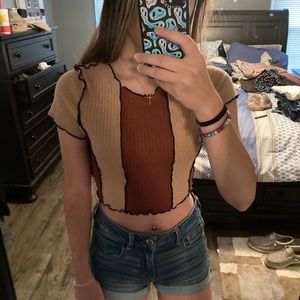 Shein two toned brown cropped top!